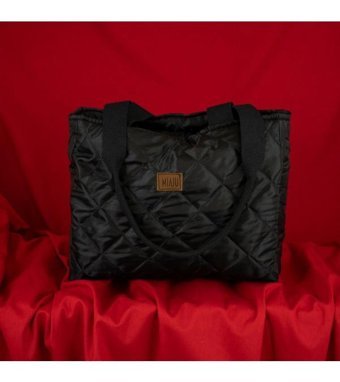 Miaju Kabartmalı Puf Kumaş Tote Bag Kapitone Kumaş Kadın Omuz Çantası Siyah