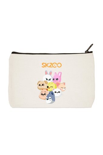 Designedfy Clutch Krem Baskılı Bez Küçük Boy Makyaj Çantası