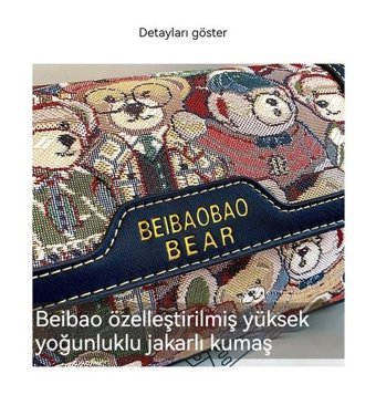 Eternal Luck Ayı Desenli Kadın Omuz Çantası Mavi