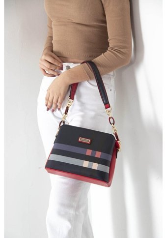 Silver & Polo F. Nv937 F. Kadın Omuz Çantası Lacivert - Kırmızı