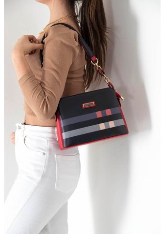 Silver & Polo F. Nv937 F. Kadın Omuz Çantası Lacivert - Kırmızı