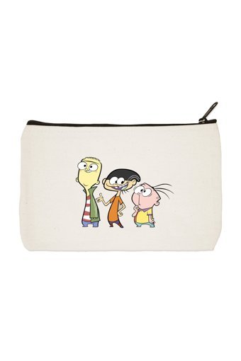 Designedfy Clutch Krem Baskılı Kumaş Orta Boy Makyaj Çantası
