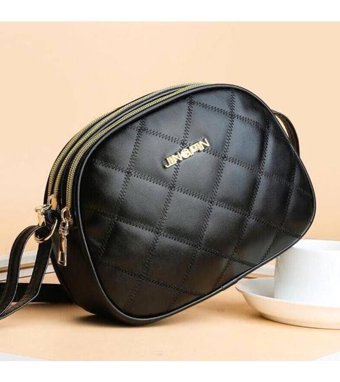 Yogodlns Moda Pu Deri Ekose Flap Casual Messenger Kadın Omuz Çantası Siyah