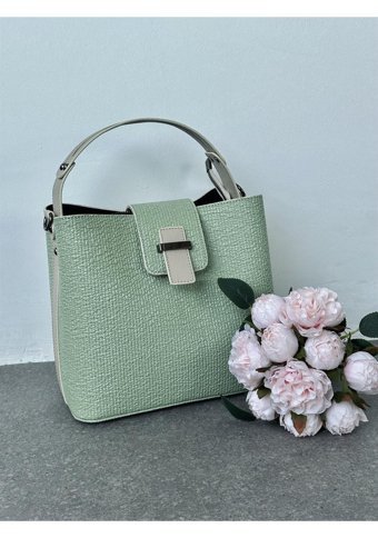 Takmoda İpek Dokulu İç Bölmeli Kadın Omuz Çantası Yeşil