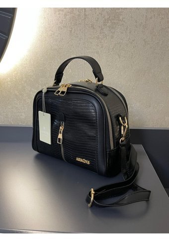 Armine Croko Seri Kol Oak Tasarlanmış Deri Arm.302.Crk Kadın Omuz Çantası Siyah
