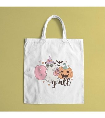 Baskıtech Halloween Bez Kadın Omuz Çantası Bej
