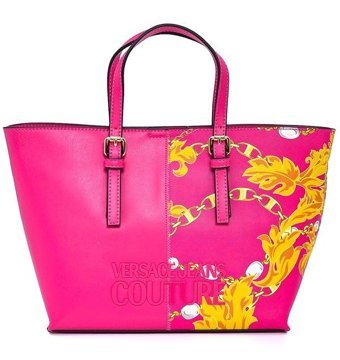 Versace Jeans Couture Trok Yüzey Çift Kulplu Kadın Omuz Çantası Fuşya