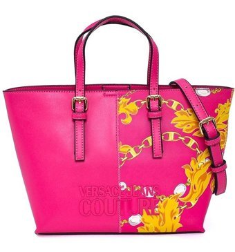 Versace Jeans Couture Trok Yüzey Çift Kulplu Kadın Omuz Çantası Fuşya