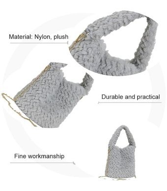 Bruce Lady Handbag Kadın Peluş Kadın Omuz Çantası Gri