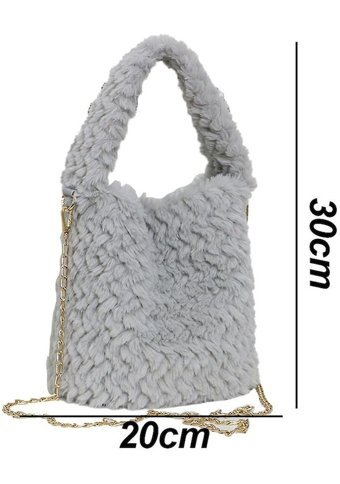 Bruce Lady Handbag Kadın Peluş Kadın Omuz Çantası Gri
