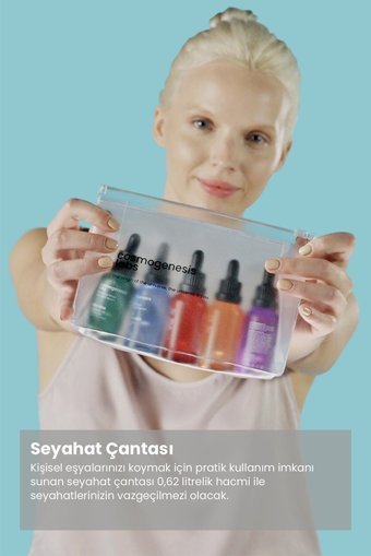 Cosmogenesis Labs Şeffaf Yazılı Plastik Orta Boy Seyahat Makyaj Çantası