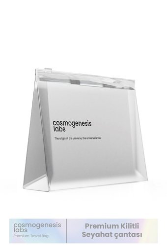 Cosmogenesis Labs Şeffaf Yazılı Plastik Orta Boy Seyahat Makyaj Çantası