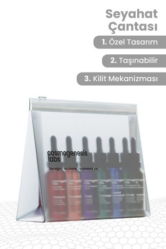 Cosmogenesis Labs Şeffaf Yazılı Plastik Orta Boy Seyahat Makyaj Çantası