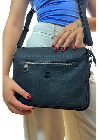 Just Polo Gofraj Vegan Jp4013 Kadın Omuz Çantası Siyah