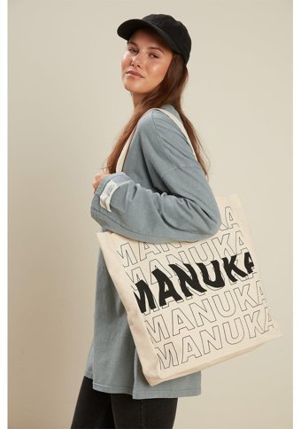 Manuka Körüklü Bez Kadın Omuz Çantası Siyah - Beyaz