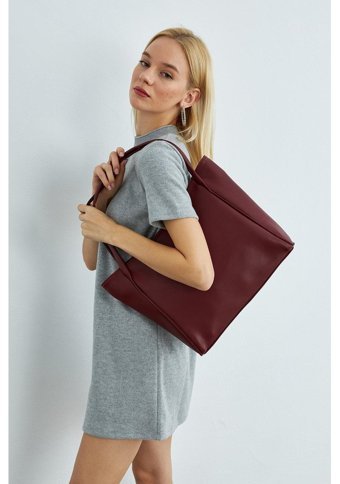 Mopia Fermuarlı Shopper Kadın Omuz Çantası Bordo