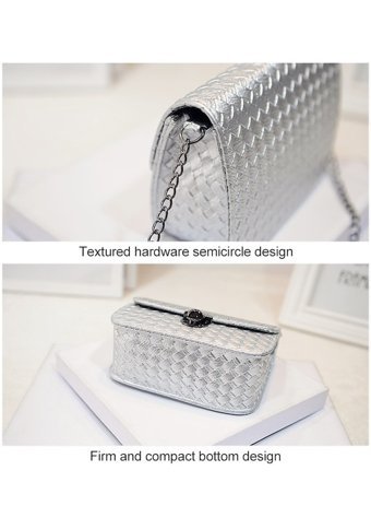 Sones Zincir Gelgit Küçük Kare Paket Messenger Kadın Omuz Çantası Gri