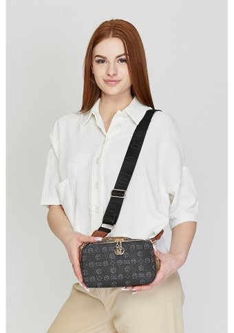 Morpelikan Monogram Kadın Omuz Çantası Siyah