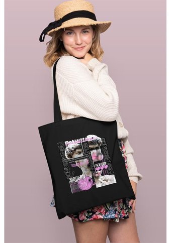 Brz Collection Renaissance Tote Bag Gabardin Kadın Omuz Çantası Siyah
