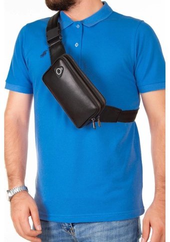 Newish Polo Hakiki Deri Su Geçirmez BKadın Kadın Omuz Çantası Siyah