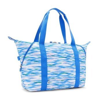 Kipling Art M Büyük Boy Desenli Dıluted Kadın Omuz Çantası Beyaz - Mavi