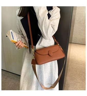 Forestbird Çok Yönlü Retro Küçük Kare Kadın Omuz Çantası Kahverengi