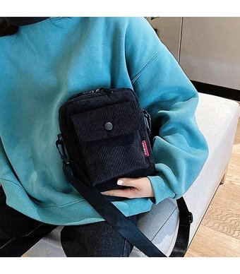 Alibee Eğlence Haberci Küçük Moda Kadife Kadın Omuz Çantası Siyah