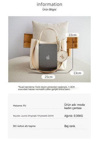 Summer Love Büyük Kapasiteli Tote Moda Büyük Kapasiteli Kadın Omuz Çantası Beyaz