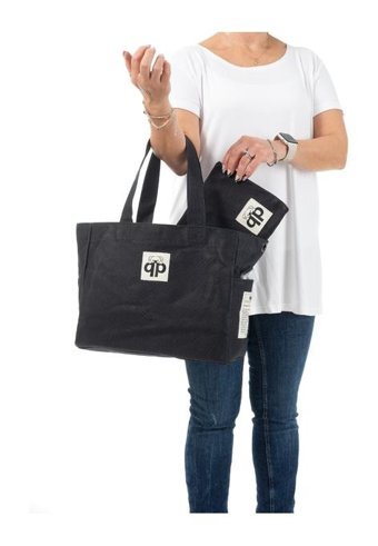 Paqpa Qp Ronda Tote Bag Mumlu Kanvas Kadın Omuz Çantası Siyah