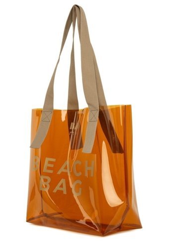 Bagmori Beach Bag Şeffaf Plaj Kadın Omuz Çantası Vizon