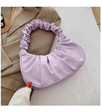 KkxOı Pilili Tote Kadın Omuz Çantası Mor