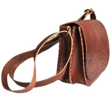 Lnleather El Yapımı İstanbul Görselli Antik r Vaketa Deri Küçük Kadın Omuz Çantası Kahverengi