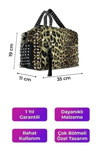 Kriste Bell Leopar 26545 Kadın Omuz Çantası Kahverengi