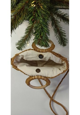 Ecndesing Handmade Sarmaşık Yuvarlak Kadın Omuz Çantası Kahverengi
