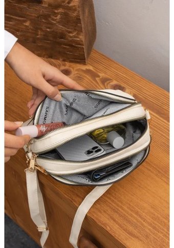Gülşah Çaptı Bag Ayarlanabilir 4 Bölmeli Krem Kadın Omuz Çantası Krem