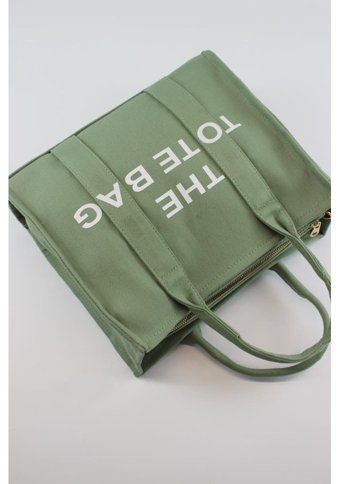 İlkyaz Tote Bag Çağla Kanvas Çağla Kadın Omuz Çantası Yeşil