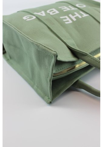 İlkyaz Tote Bag Çağla Kanvas Çağla Kadın Omuz Çantası Yeşil