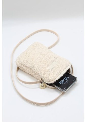 Nothing Kürklü Peluş Mini luk Krem Krem Kadın Omuz Çantası Krem