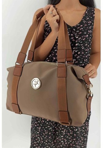 Çlk Accessories Büyük Paraşüt Kadın Omuz Çantası Vizon