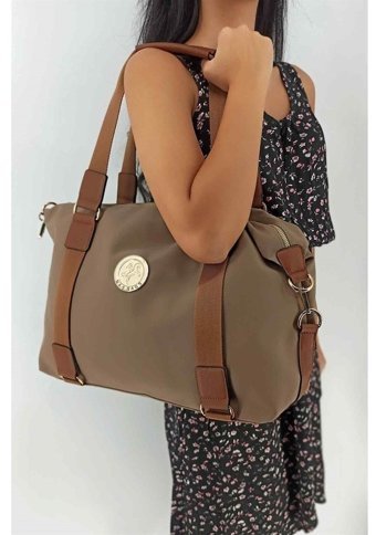 Çlk Accessories Büyük Paraşüt Kadın Omuz Çantası Vizon