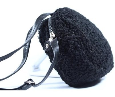 Modavia Kürklü Peluş Mini Urban Kadın Omuz Çantası Siyah