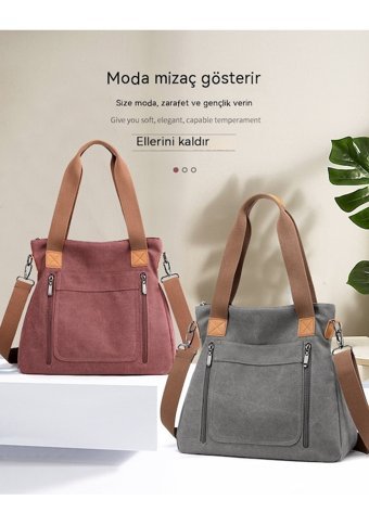 Happyplanet B.N. Büyük Kapasiteli KanvasKadın Omuz Çantası Pembe