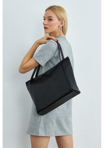 Mopia Fermuarlı Shopper Kadın Omuz Çantası Siyah