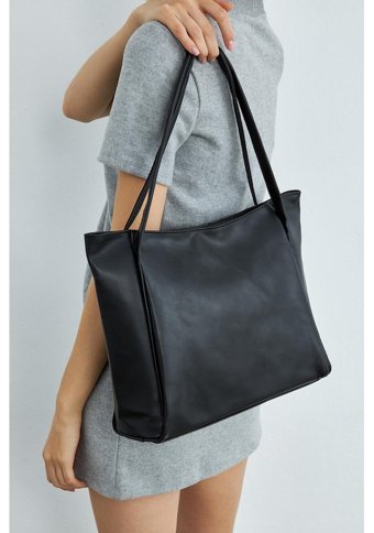 Mopia Fermuarlı Shopper Kadın Omuz Çantası Siyah