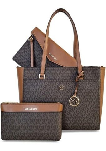 Michael Kors Maisie Büyük Çakıl Taşlı Deri 3'Ü 1 Arada Kadın Omuz Çantası Kahverengi