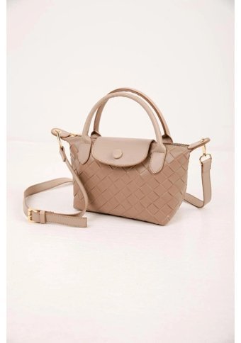 Gülşah Çaptı Bag Örgü Desenli Kadın Omuz Çantası Bej