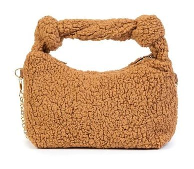 Nothing Kürklü Peluş Düğüm Detaylı Kulplu Zincir Mini Kadın Omuz Çantası Vizon