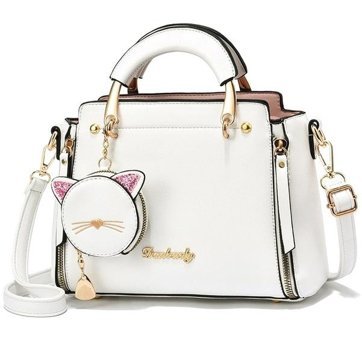 Safhsut Hyt Moda Kişilik Kedi Kadın Omuz Çantası Beyaz