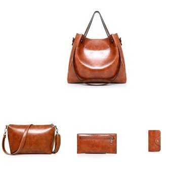Cbtx Global 4'Ü 1 Arada Retro Moda Büyük Kapasiteli Kadın Omuz Çantası Kırmızı