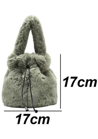 Alibee Kış Yeni Moda Kova Kurdele Basit DiyagonalKadın Omuz Çantası Yeşil